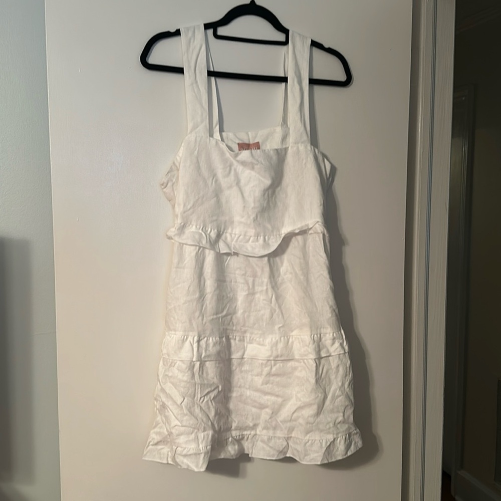 White mini show me your mumu dress with adjustable straps